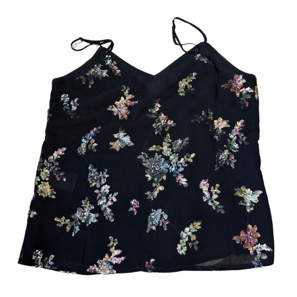 Banana Republic Floral Perfect Cami Sequin Tank Blouse Small Tall - Picture 3 of 5